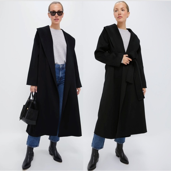 vintage tag Jackets & Blazers - VINTAGE super soft Cashmere Wrap vintage "robe" Black Coat